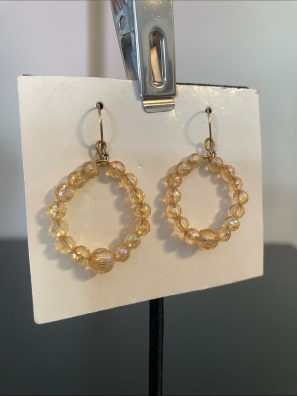 Gold Crystal Beaded Hoop Earrings - Elegant Women's Jewelry